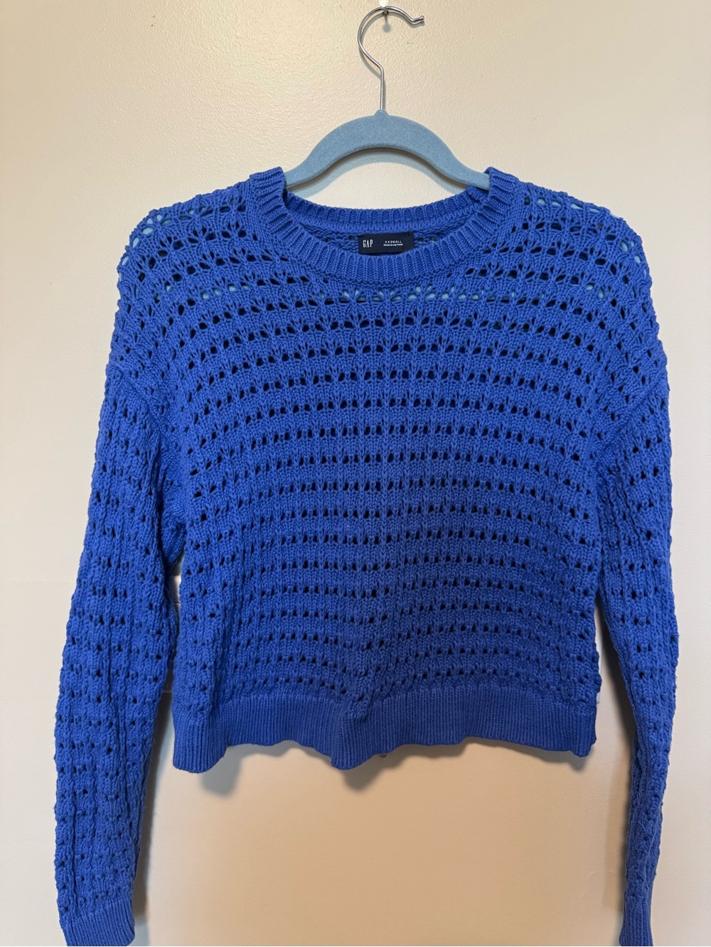 GAP Women's Open-Stitch Crew Sweater in Cobalt Blue